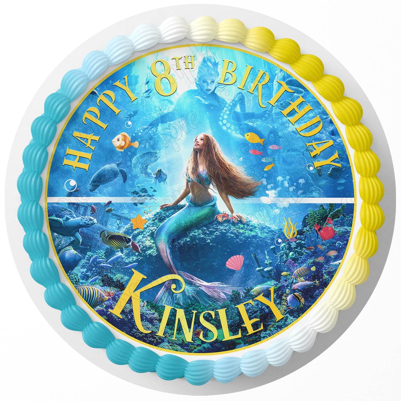 Little Mermaid Edible Image Birthday Cake Topper, by BirthdayJungle