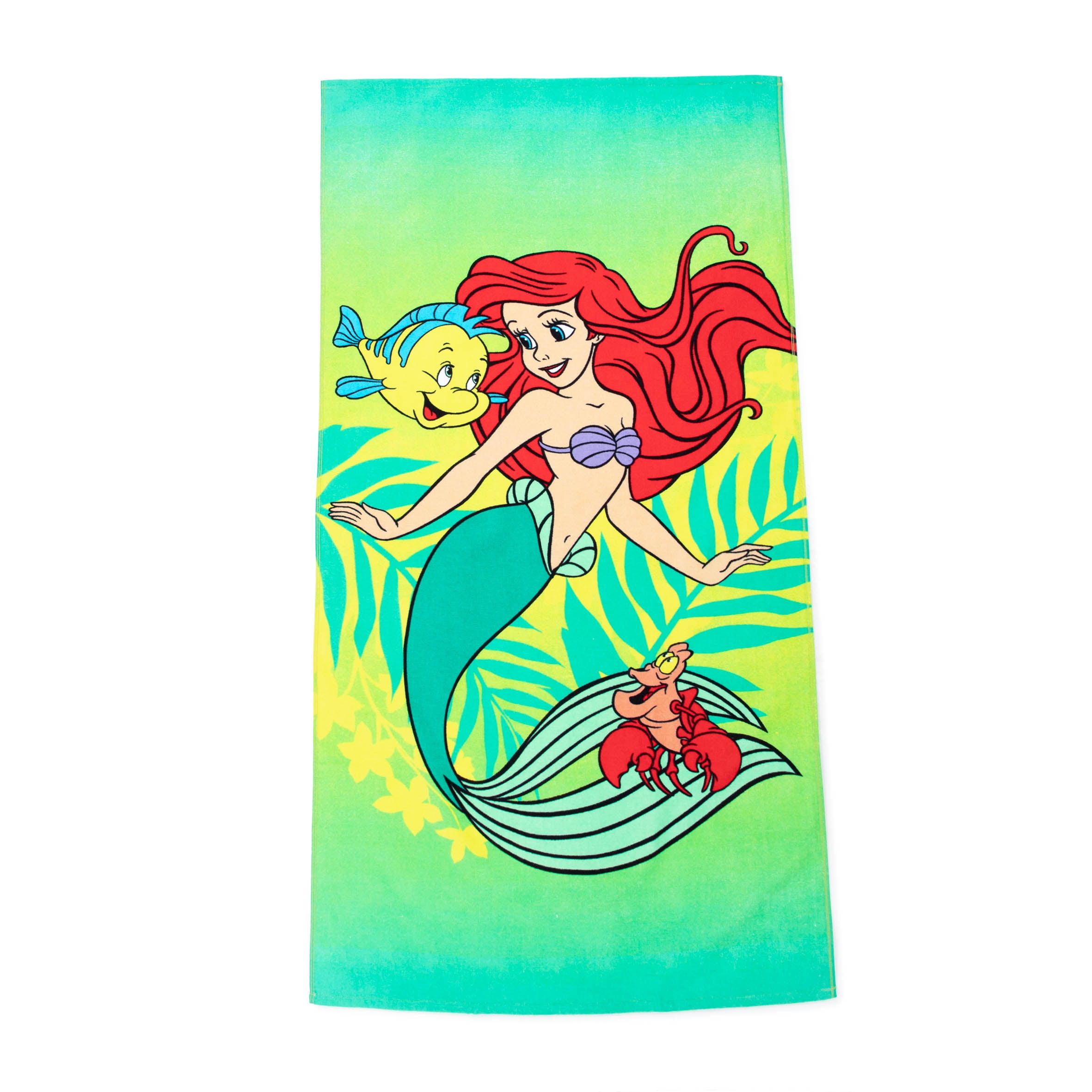 Little Mermaid Swimming & Smiles Kids Beach Towel, 27 x 54, Green, Disney
