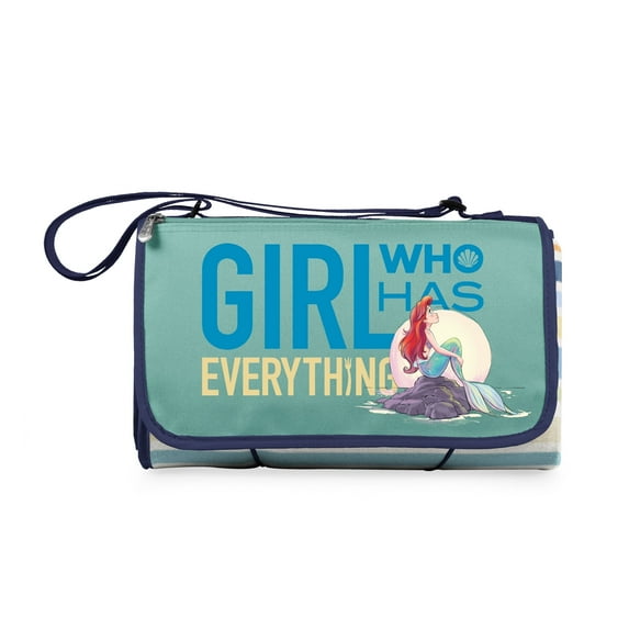 Little Mermaid - Blanket Tote Outdoor Picnic Blanket, (St. Tropez Collection - Sky Blue with Multi Stripe Pattern)