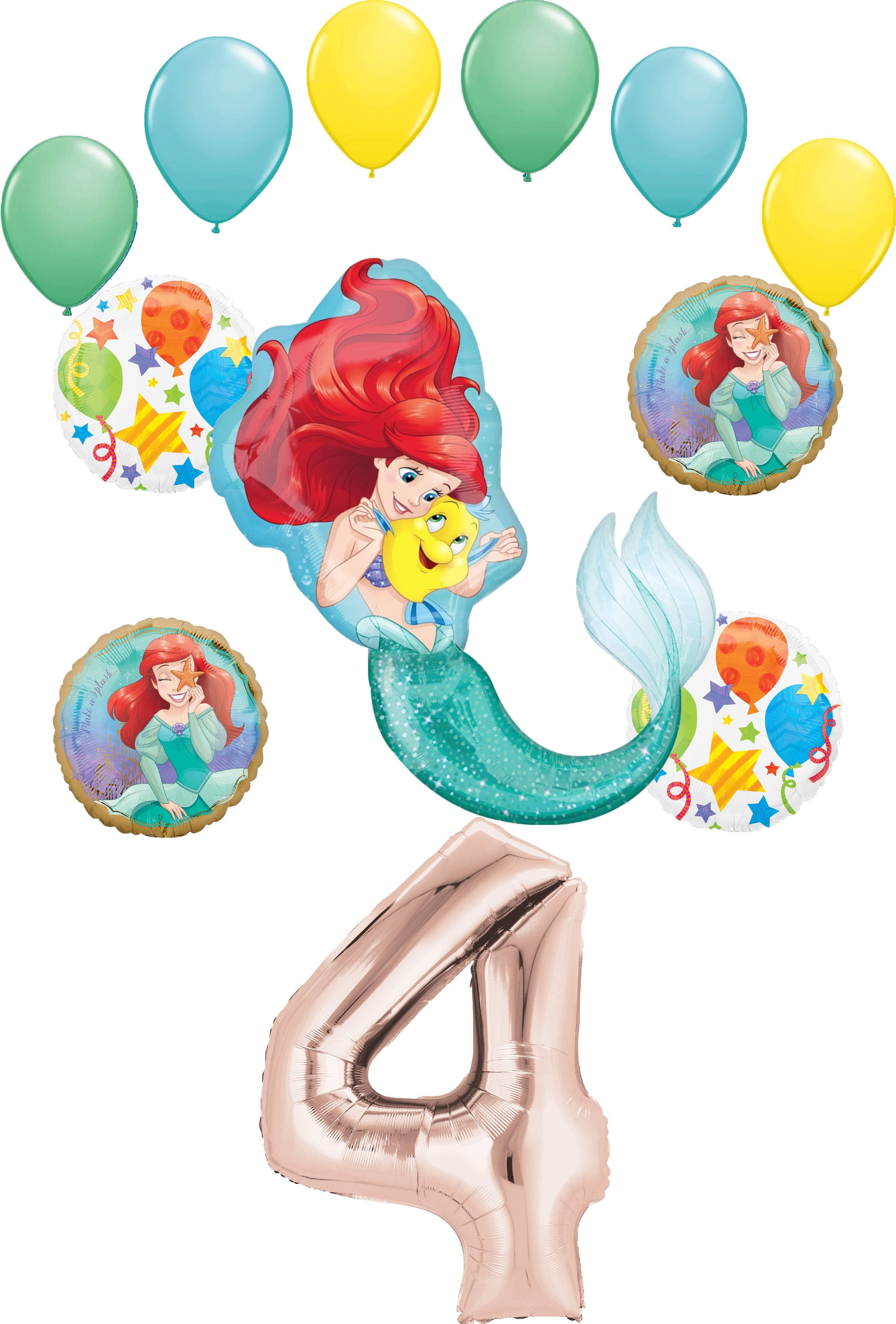 MAYFLOWER PRODUCTS Little Mermaid Party Supplies Princess Ariel 4th Birthday Balloon Bouquet Decorations
