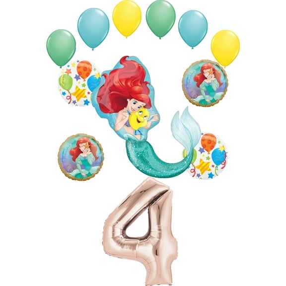 Little Mermaid Party Supplies Princess Ariel 4th Birthday Balloon Bouquet Decorations