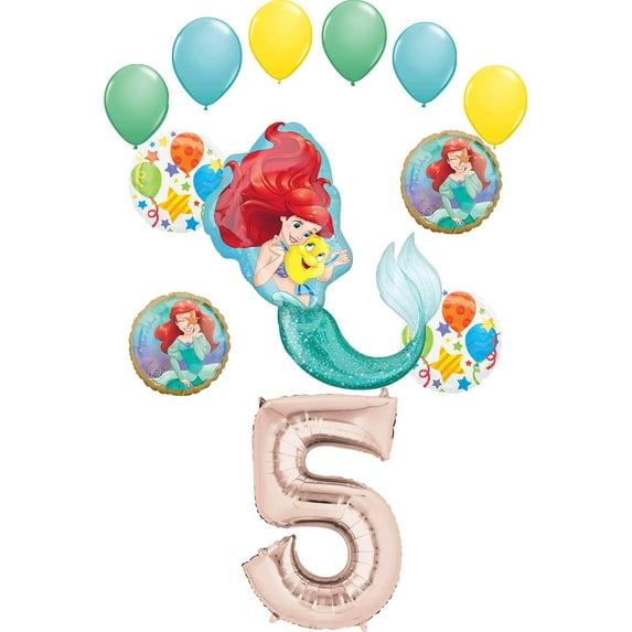 Little Mermaid Party Supplies Princess Ariel 5th Birthday Balloon Bouquet Decorations