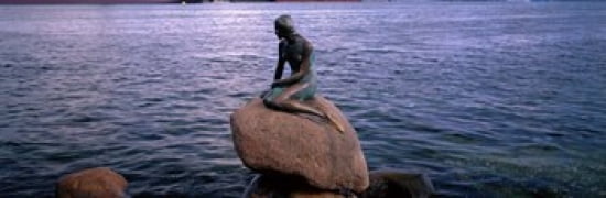 Little Mermaid Statue on Waterfront Copenhagen Denmark Canvas Art - Panoramic Images (36 x 12)