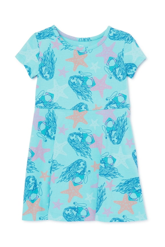 Little Mermaid Toddler Girl Print Skater Dress, Sizes 12M-5T