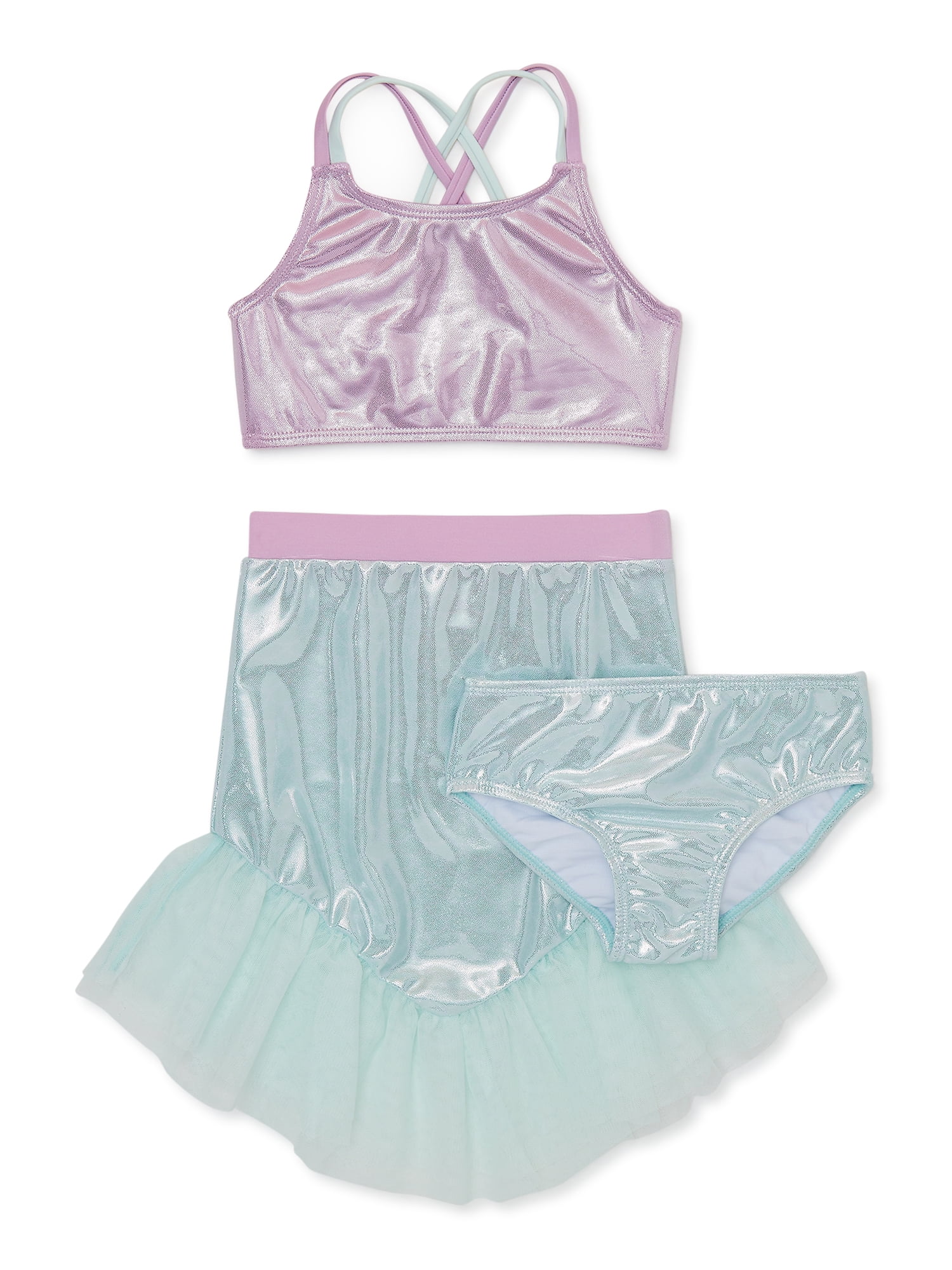 Little Mermaid Toddler Girl Swimwear and Tail Set, 3Piece, Size 2T5T