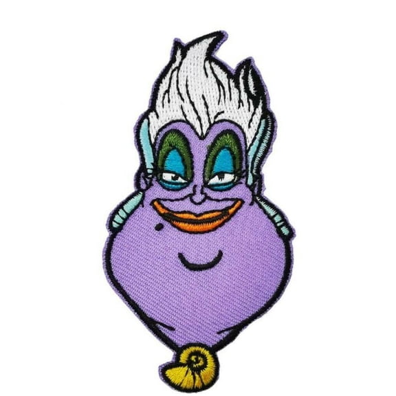 Little Mermaid Ursula The Sea Witch Villain 3.5" Wide Embroidered Iron On Patch