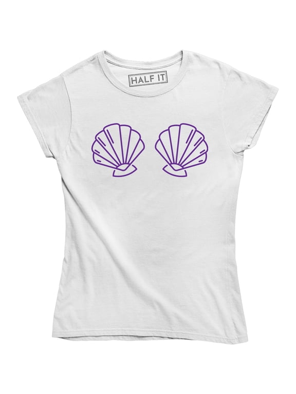 Little Mermaid Womens Seashell Printed Summer Shells Ladies Tee Shirt