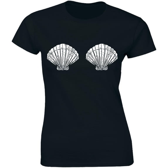 Little Mermaid Womens T-Shirt Seashell Printed Summer Shells Ladies Tee Shirt All Size S-5Xl