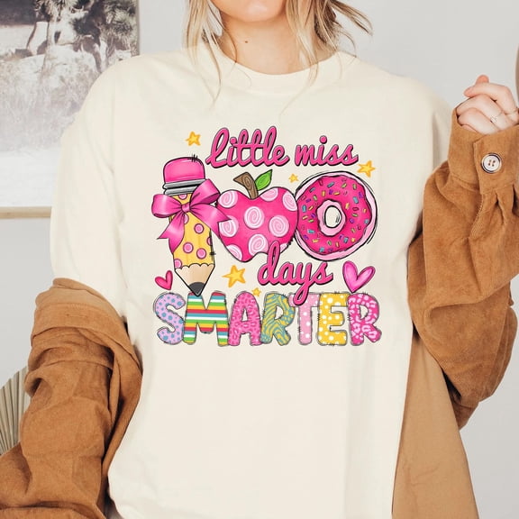 Little Miss 100 Days Smarter T-Shirt, Happy 100th Day of School Shirt, Little Miss, 100 Da