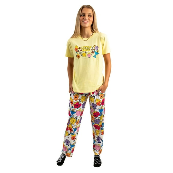 Little Miss Adult Juniors Sleepwear Set with Short Sleeve Tee and Sleep Pants- Large