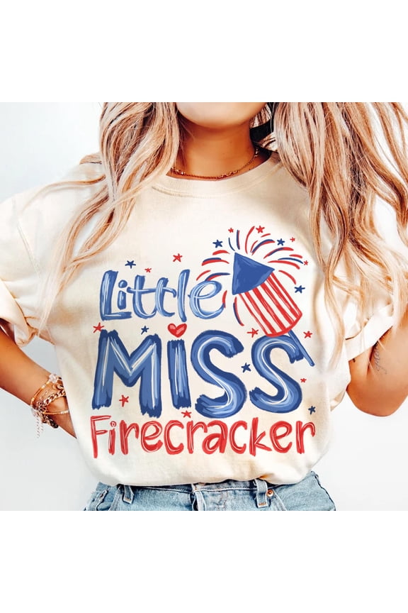 Little Miss Firecracker T-shirt, 4th of July Graphic Shirt, Little Mister Firecracker Tee, American Girl Graphic Tee, American Girly T-shirt
