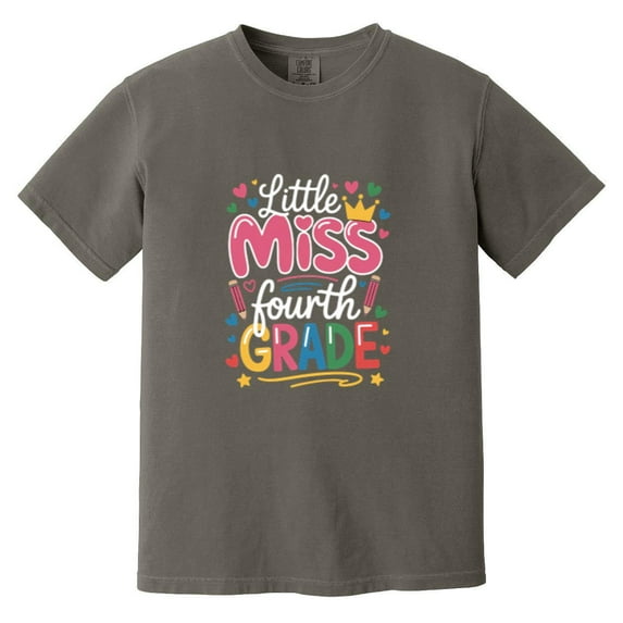 Little Miss Fourth Grade Funny First Day Of School Student Comfort Color T-Shirt