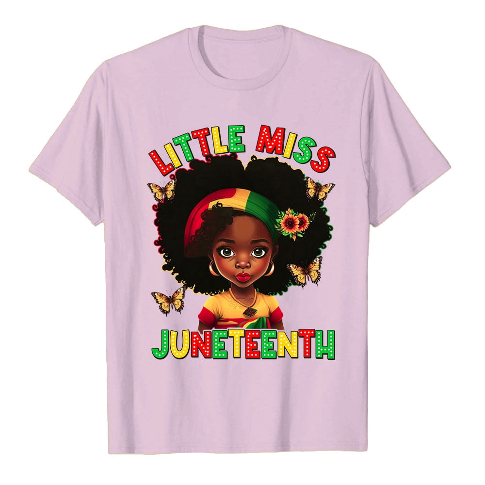 Little Miss Juneteenth for Black Melanin Girls Kids Toddlers Shirt
