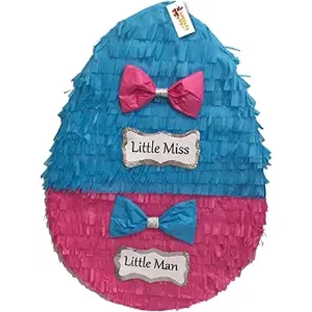 APINATA4U Little Miss Little Man Multicolor Easter Egg Pinata Gender Reveal Party
