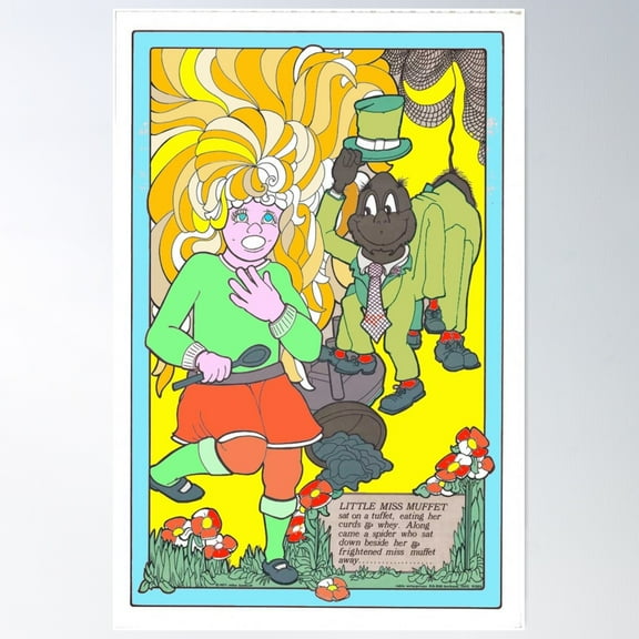 Little Miss Muffet Poster Wall Art, Modern Wall Decor For Living Room Bedroom, 12x18 UNFRAMED