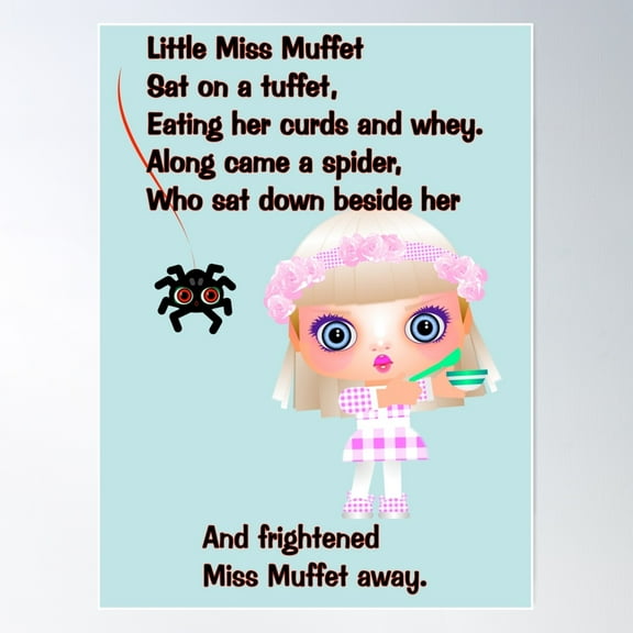 Little Miss Muffet. Poster Wall Art, Modern Wall Decor For Living Room Bedroom, 16x24 UNFRAMED
