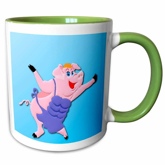 3drose, Little Miss Piggy, 11oz Two-tone Green Mug