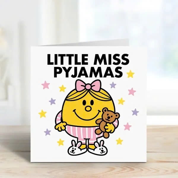 Little Miss Pyjamas Greeting Card – Adorable Design Featuring Cute ...