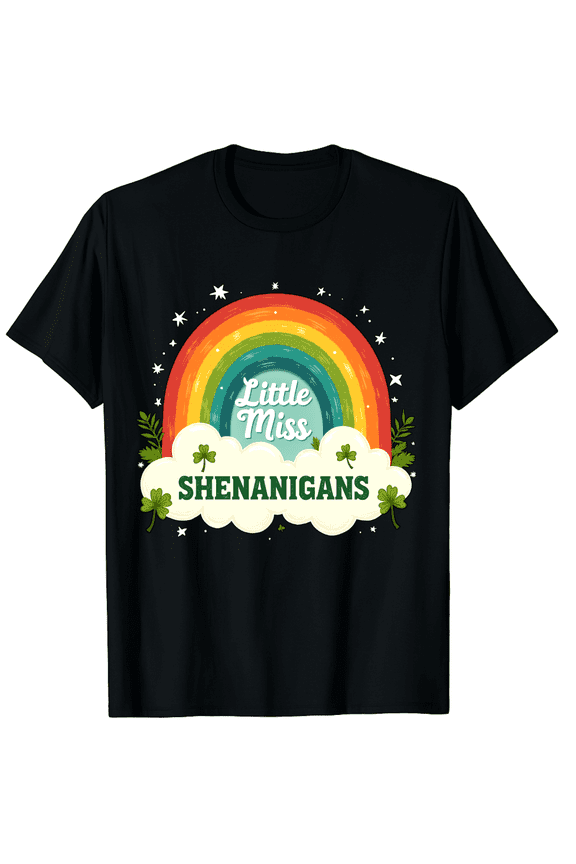 Little Miss Shenanigans St Patricks Day Funny Men Women Short Sleeve Graphic T-Shirt