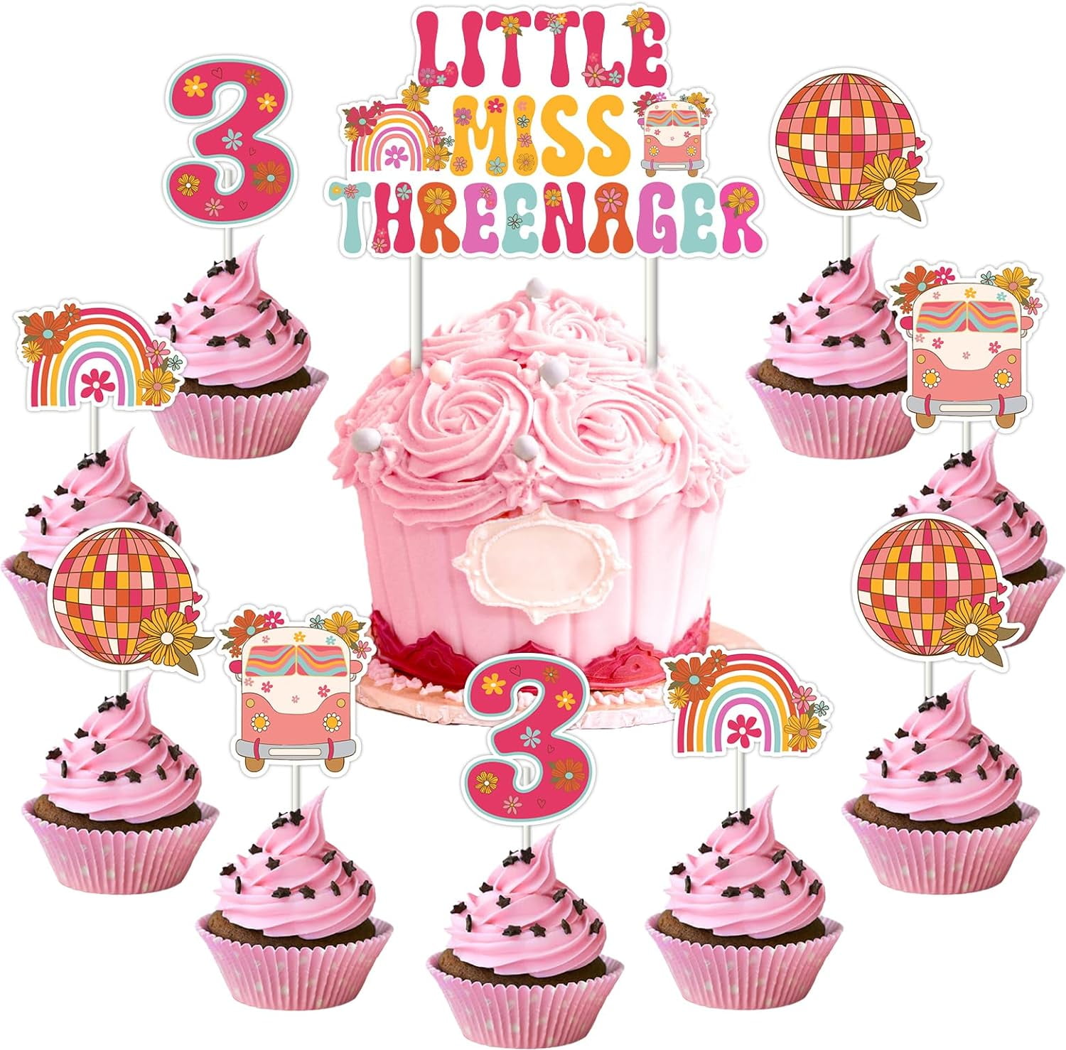 "Little Miss Threenager" Banner – Rose Gold Glitzer Dekoration Für Den 3. Geburtstag Von Mädchen