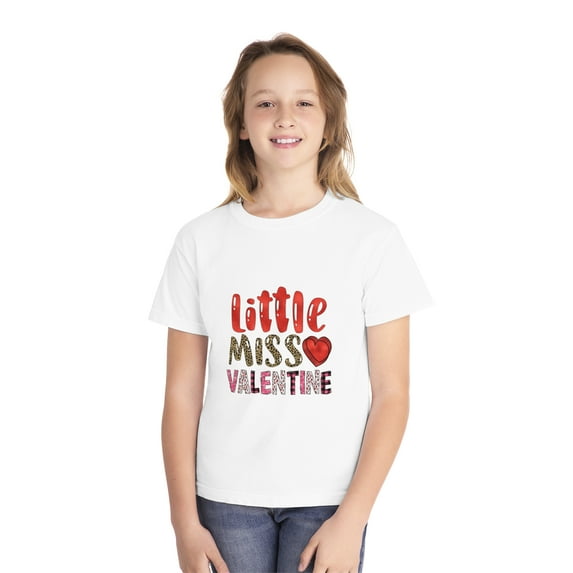 Little Miss Valentine Printed Designed Youth Midweight T-Shirt