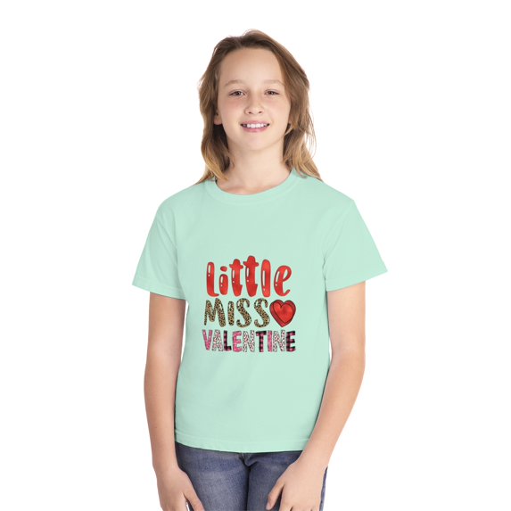 Little Miss Valentine Printed Designed Youth Midweight T-Shirt
