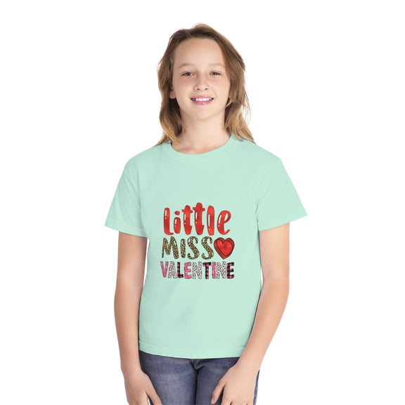 Little Miss Valentine Printed Designed Youth Midweight T-Shirt