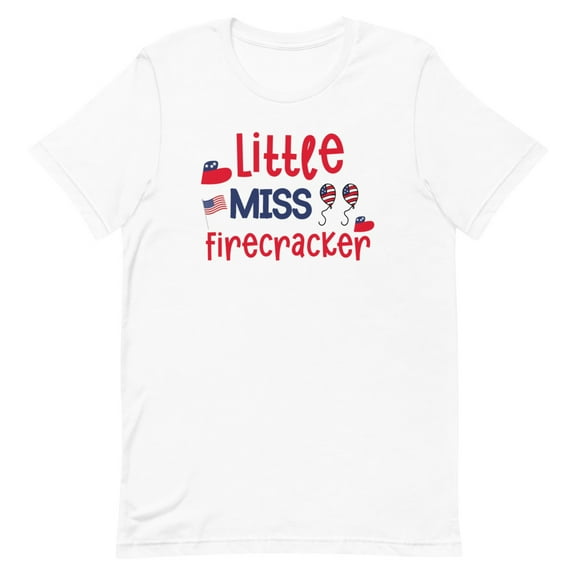 Little Misses Firecracker Patriotic Shirt (White, S)
