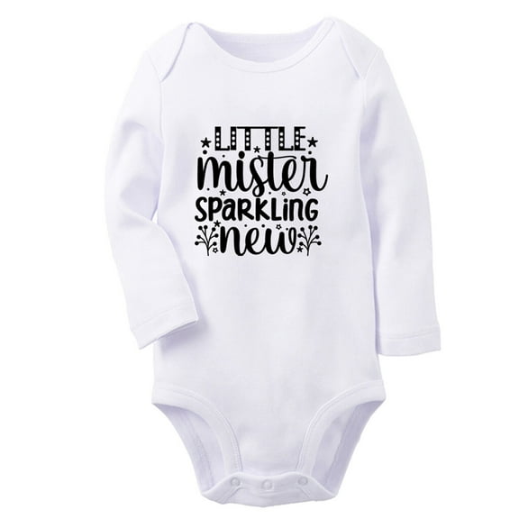 Little Mister Sparkling New Funny Rompers, Newborn Baby Unisex Bodysuits, Infant Jumpsuits, Toddler 0-12 Months Kids Long Sleeves Oufits (White, 6-12 Months)