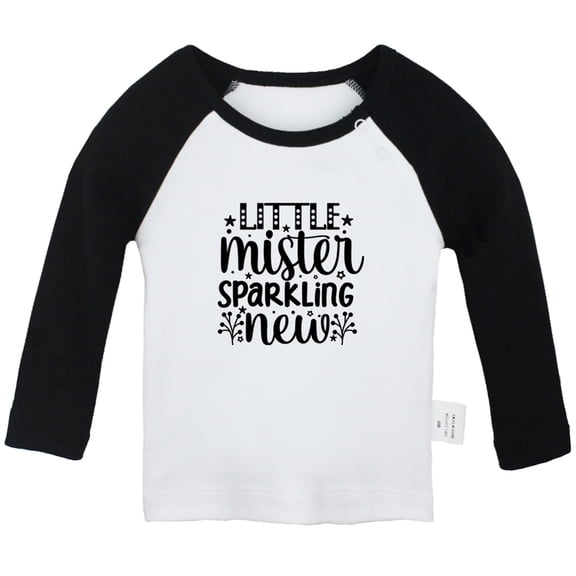 Little Mister Sparkling New Funny T shirt For Baby, Newborn Babies T-shirts, Infant Tops, 0-24M Kids Graphic Tees Clothing (Long Black Raglan T-shirt, 0-6 Months)