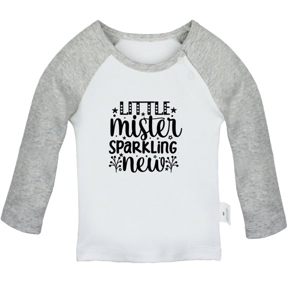 Little Mister Sparkling New Funny T shirt For Baby, Newborn Babies T-shirts, Infant Tops, 0-24M Kids Graphic Tees Clothing (Long Gray Raglan T-shirt, 6-12 Months)