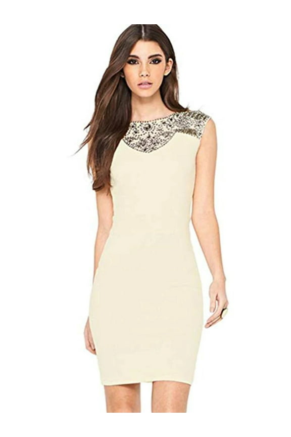 Little Mistress Cream Floral Lace Panel Bodycon Dress 4