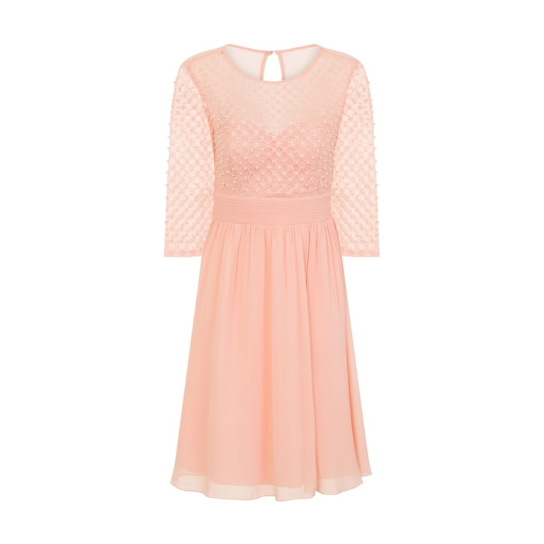 everleigh lace dress Everleigh in Dot Leaf Shift Long Sleeve Knee-Length