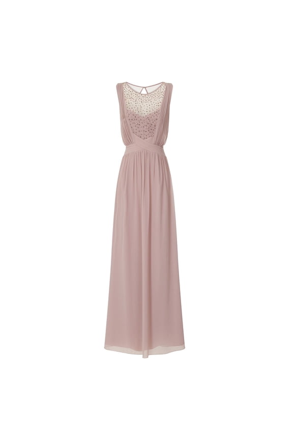 Womens Mink Pearl Yoke Maxi Dress