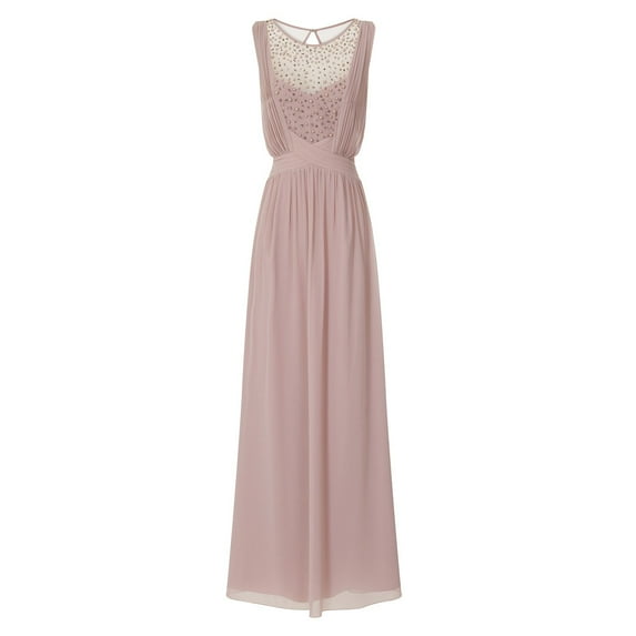 Little Mistress Womens Mink Pearl Yoke Maxi Dress