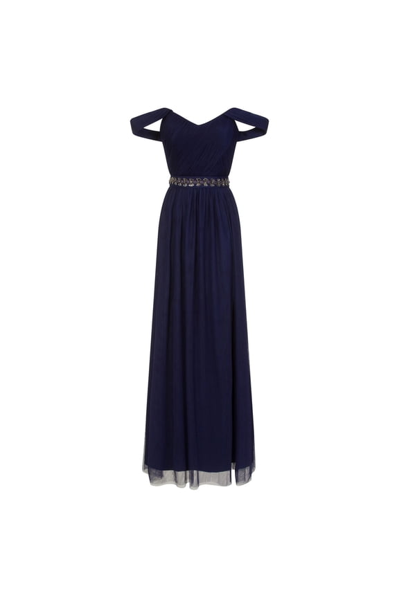 Womens Navy Jewel Waist Maxi Dress
