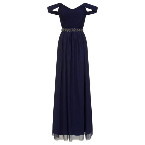 Little Mistress Womens Navy Jewel Waist Maxi Dress