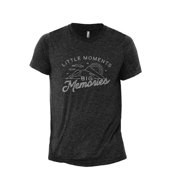 Little Moments, Big Memories Men's Modern Fit Fun Casual T-Shirt Printed Graphic Tee Charcoal Gray X-Large