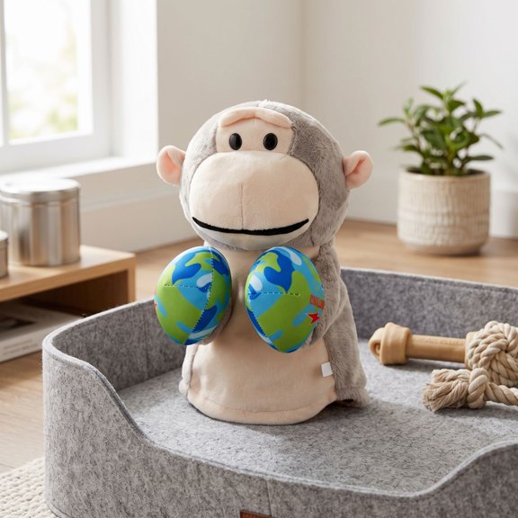 Little Monkey Boxer Puppet-An Interactive Boxing Puppet with Moving Mouth and Shaking Movements, A Soft Plush Kung Fu Interactive Toy for Family and Pets.