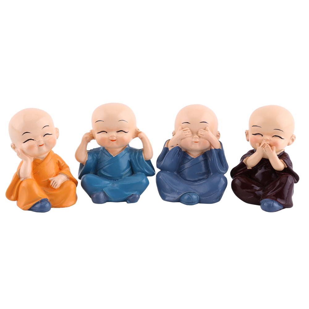Little Monks Figurine,4 Pcs Baby Buddhas Resin Crafts Ornament,Cute