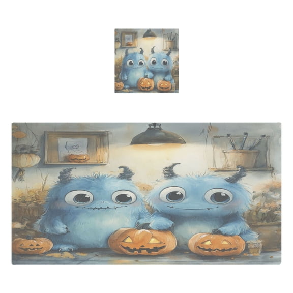 Little Monsters 2 Piece Cotton Bath and Face Towel Set Soft and Absorbent, for Beach Pool Bathroom