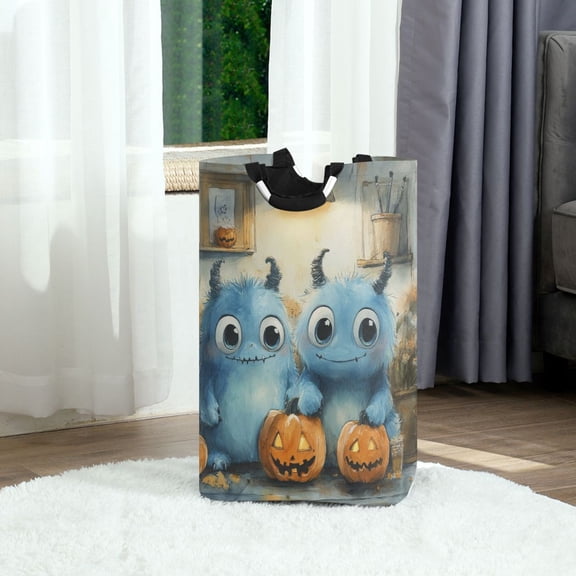 Little Monsters Foldable Laundry Hamper 12.6x11x22.7in with Handles for Bathroom Bedroom Storage