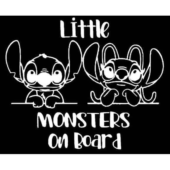 Little Monsters On Board Stich Professional Sticker for Truck, Car, Tumbler, Cup, Laptop, Decor, Locker, Table, Window