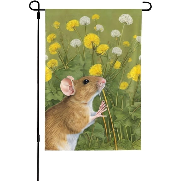 Little Mouse Garden Flag, 12.5 x 18 Inch Double Sided Weather Resistant Small Banner for Home Yard Lawn Patio Office