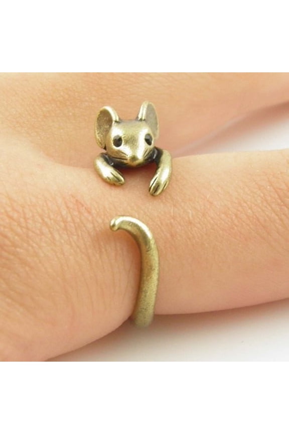 Little Mouse Ring New Alloy Mouse Opening Ring Adjustable Cute Animal Design Novelty Fashion Jewelry Gift