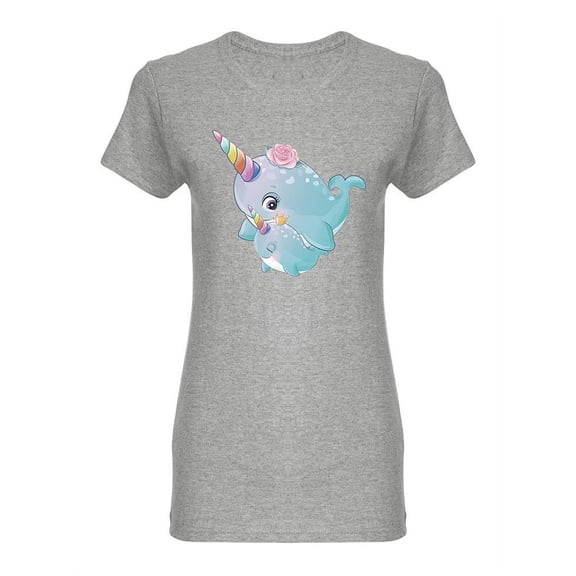 Little Narwhal Mother And Baby Shaped T-Shirt Women -Image by Shutterstock, Female Small