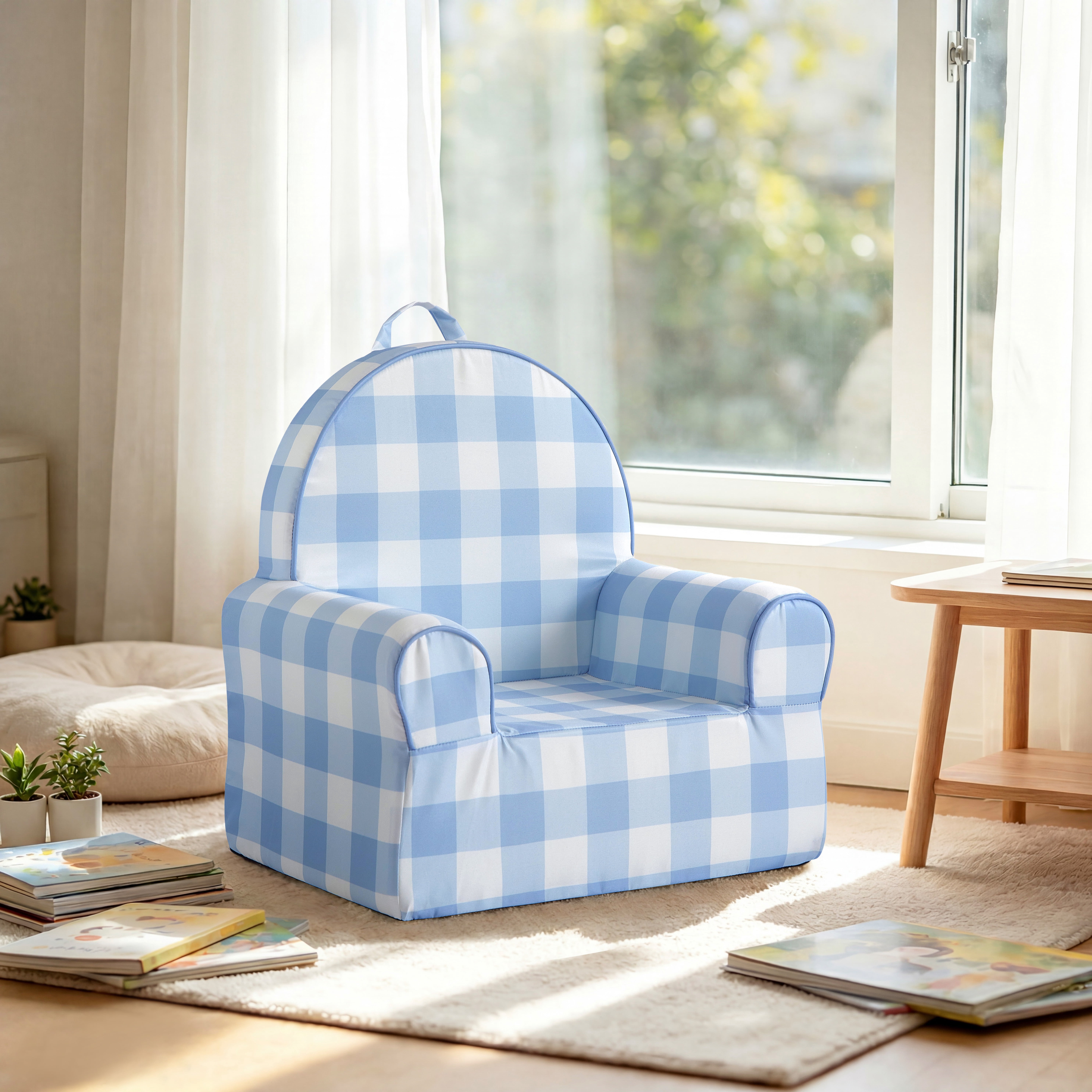 Little Next Toddler Blue Gingham Foam Chair