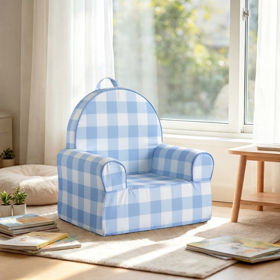Little Next Toddler Blue Gingham Foam Chair