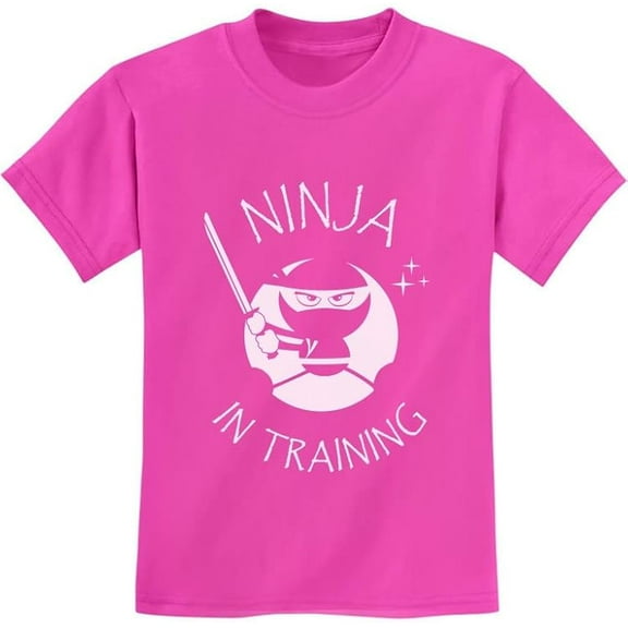 Tstars Kids' Little Ninja T-Shirt - Fun Karate-Themed Top - Youth Birthday Gift - Size L - Pink