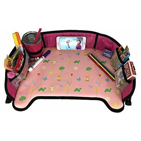 Little Oak Toddler Car Seat Tray Pink Sturdy Side Walls Easy To Clean Surface